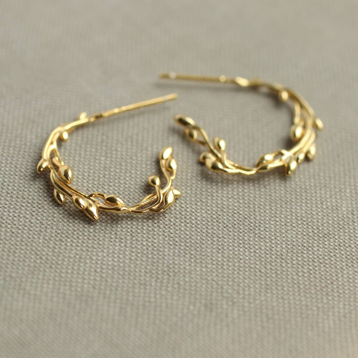 Olive Branch Gold Hoop Earrings: + Glass & Cork Cloche