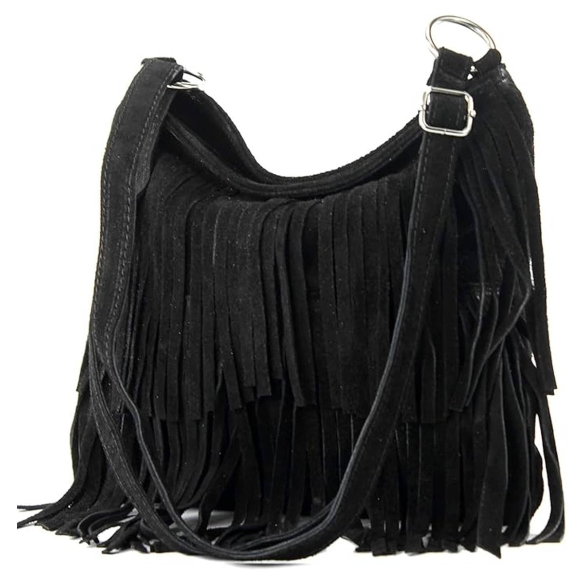 Italian Leather Tassle Crossbody Bag - Khaki