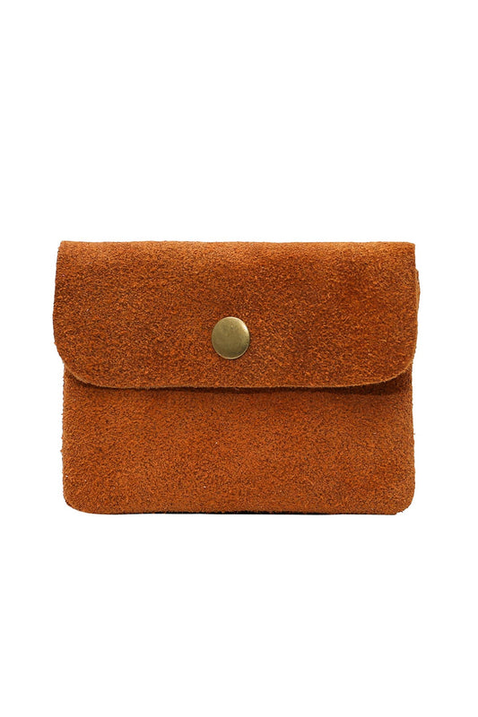 Leather Wallet - Camel Suede