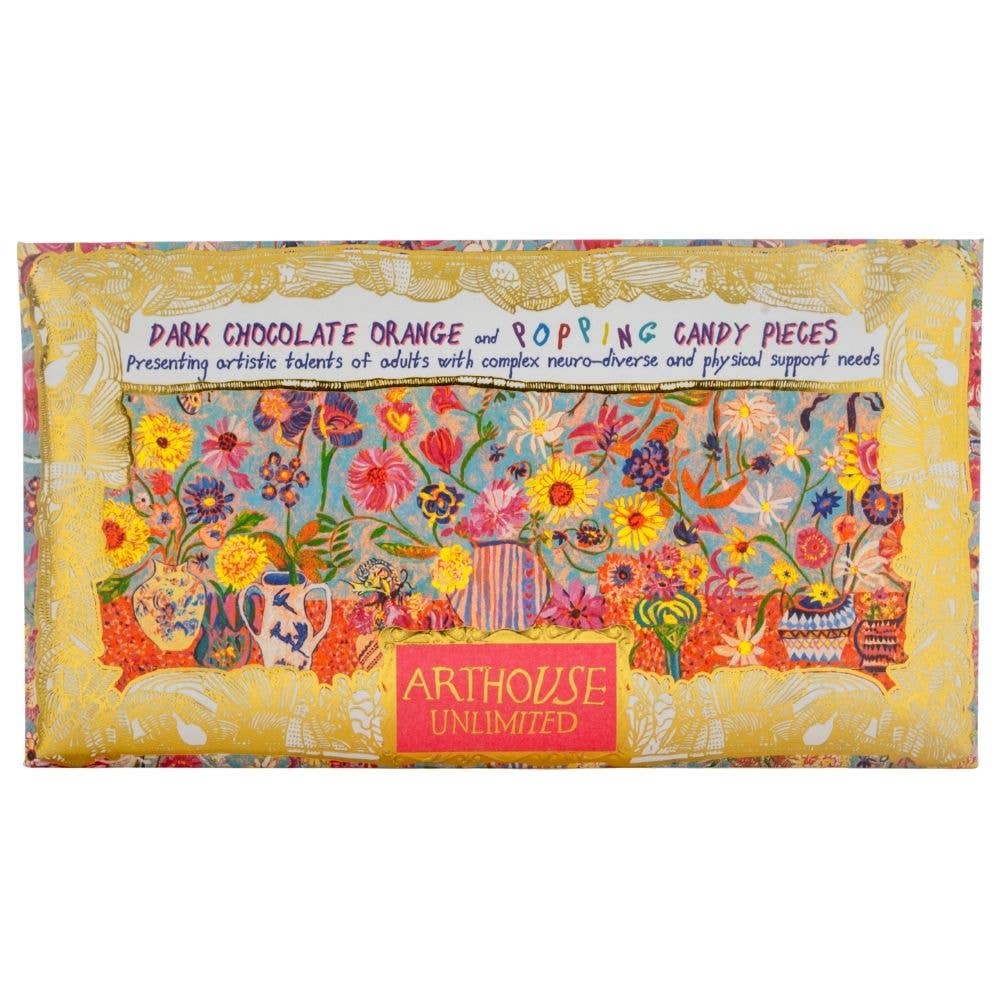 Floral Bright - Dark Chocolate Bar with Orange & Popping Candy pieces
