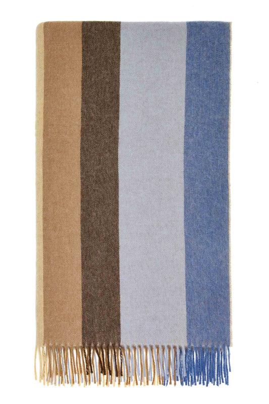 Block Stripe Merino Throw -  Yellow Blue