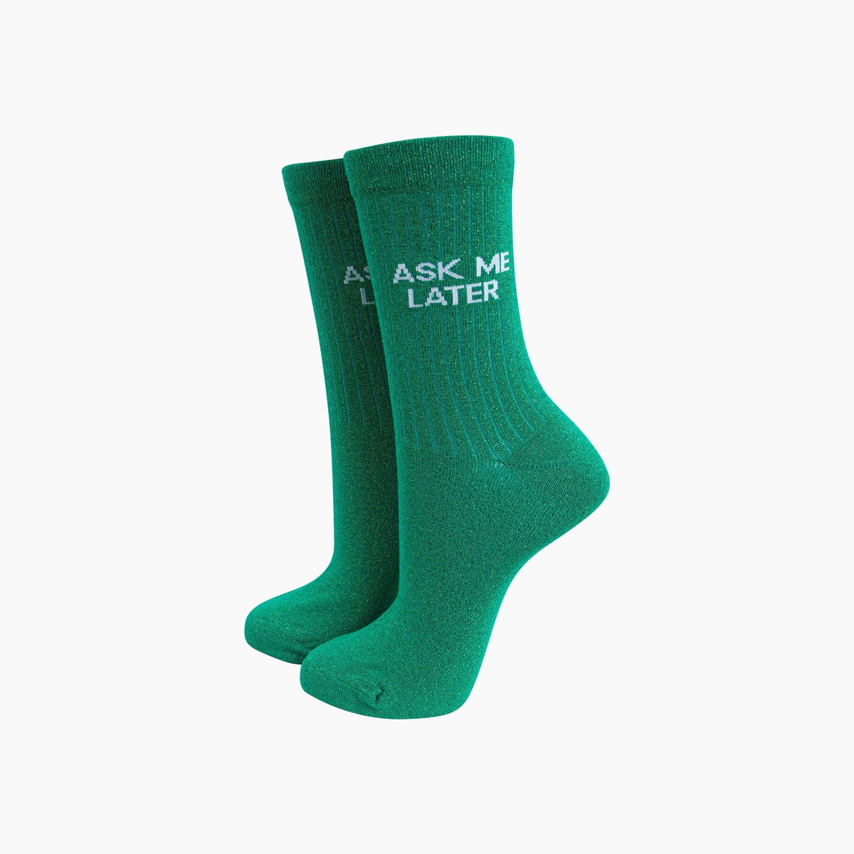 Ask Me Later Combed Cotton Glitter Socks in Green