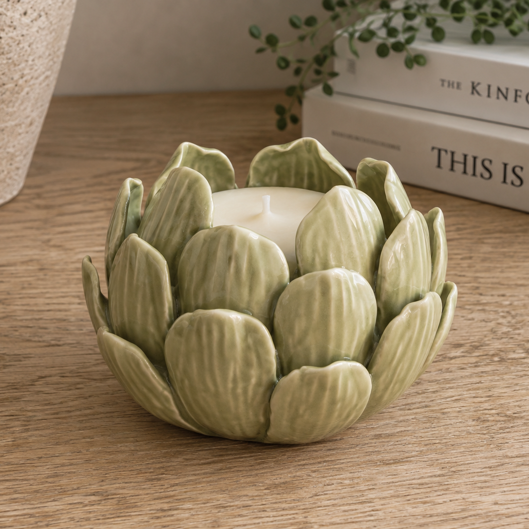 Green Artichoke Candle Holder