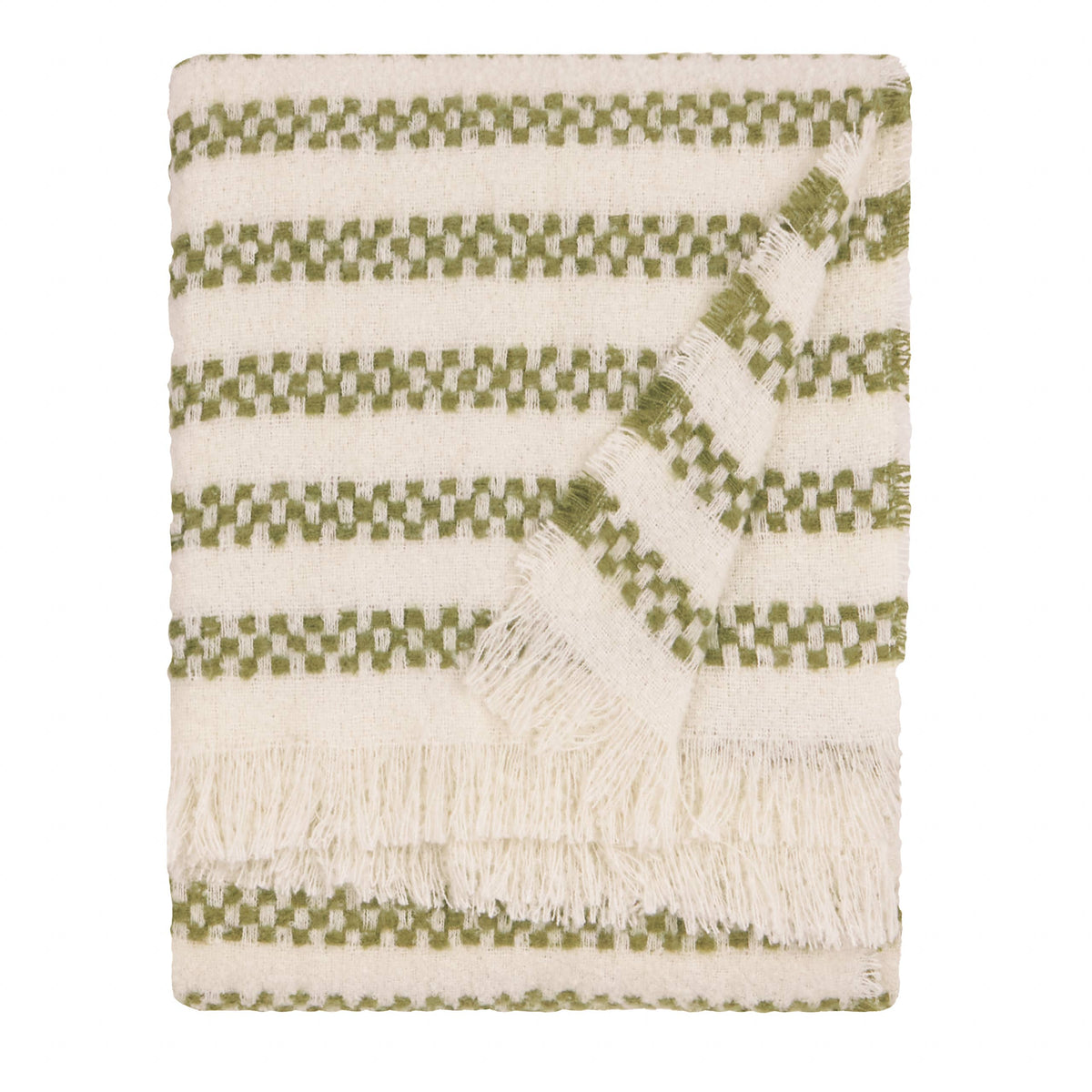 Tasselled Throw in Olive