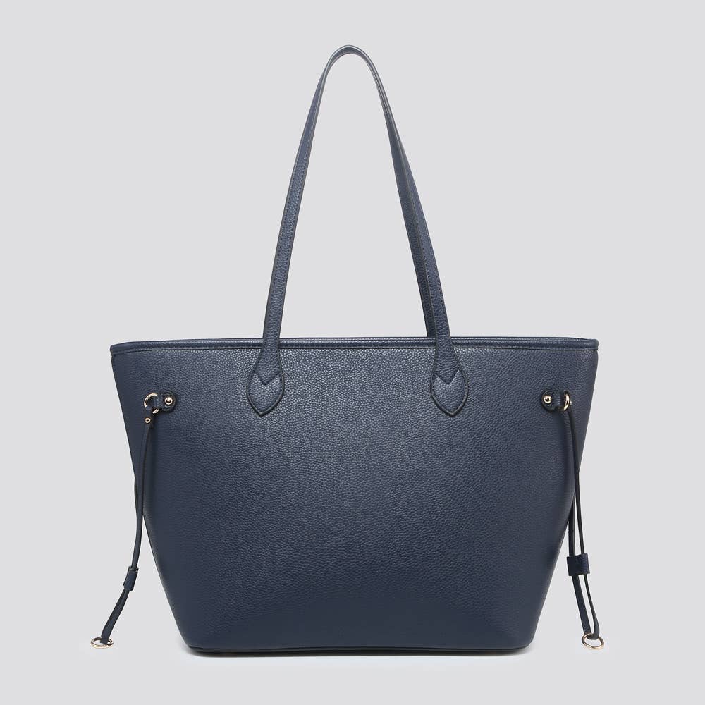 Vegan Leather Tote Bag - Navy