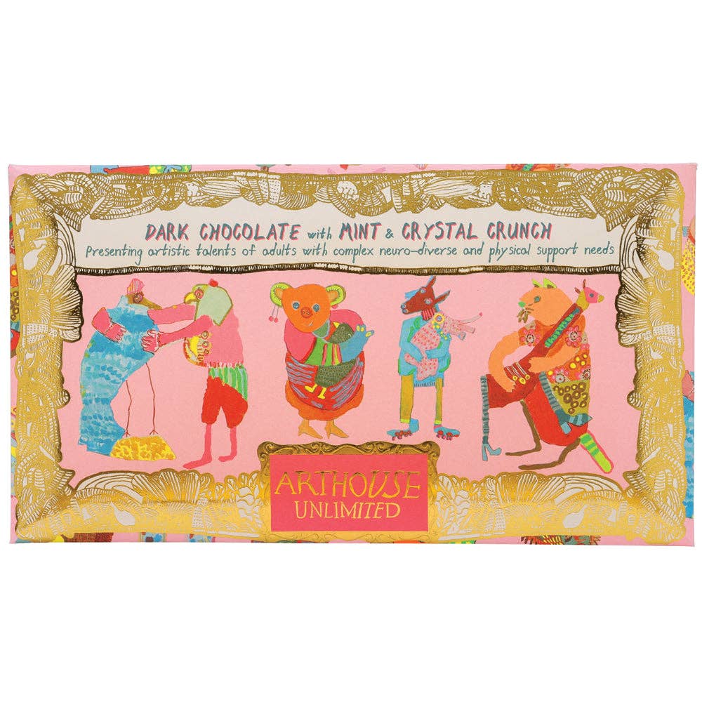 Hugging Animals - Dark Chocolate with Mint & Crystal Crunch