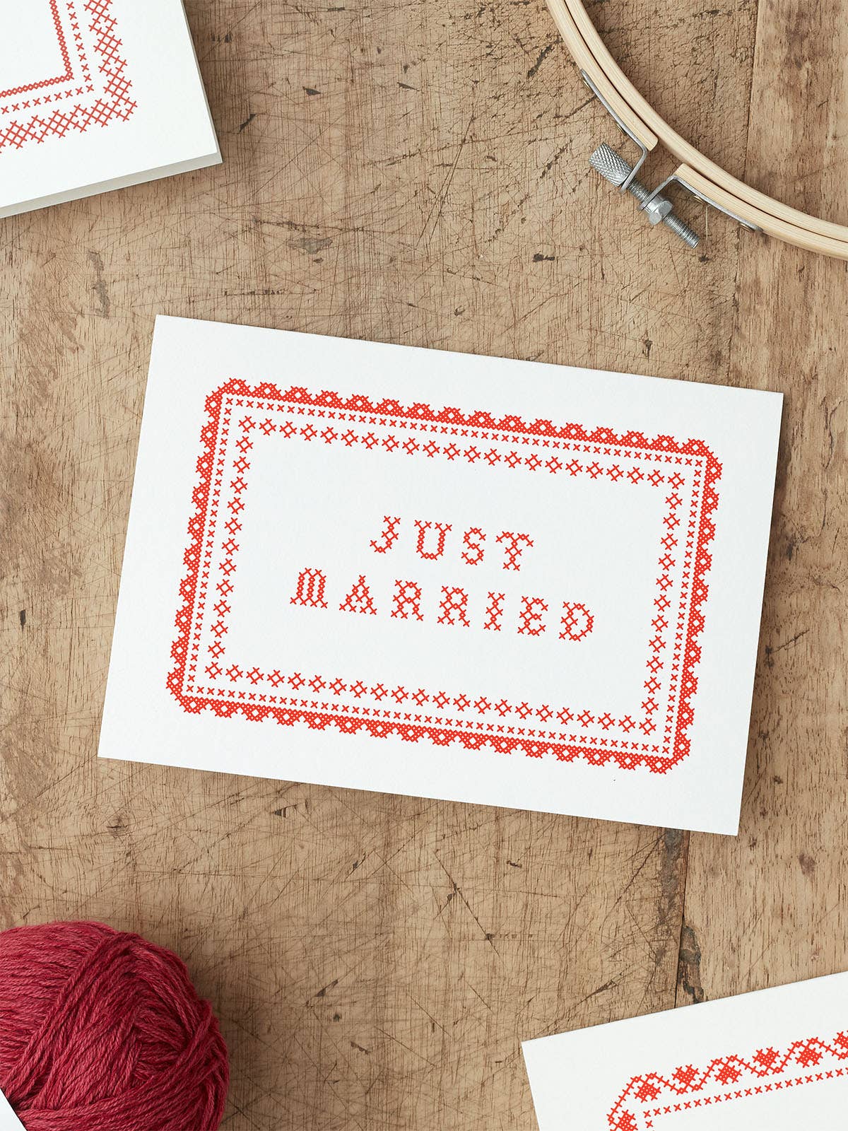 Just Married Wedding Card | Cross Stitch | Screen Print Art: No (Naked)