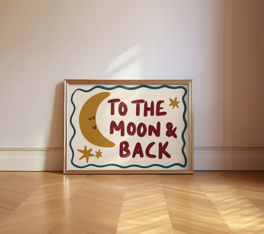 To The Moon And Back Nursery Print - A4