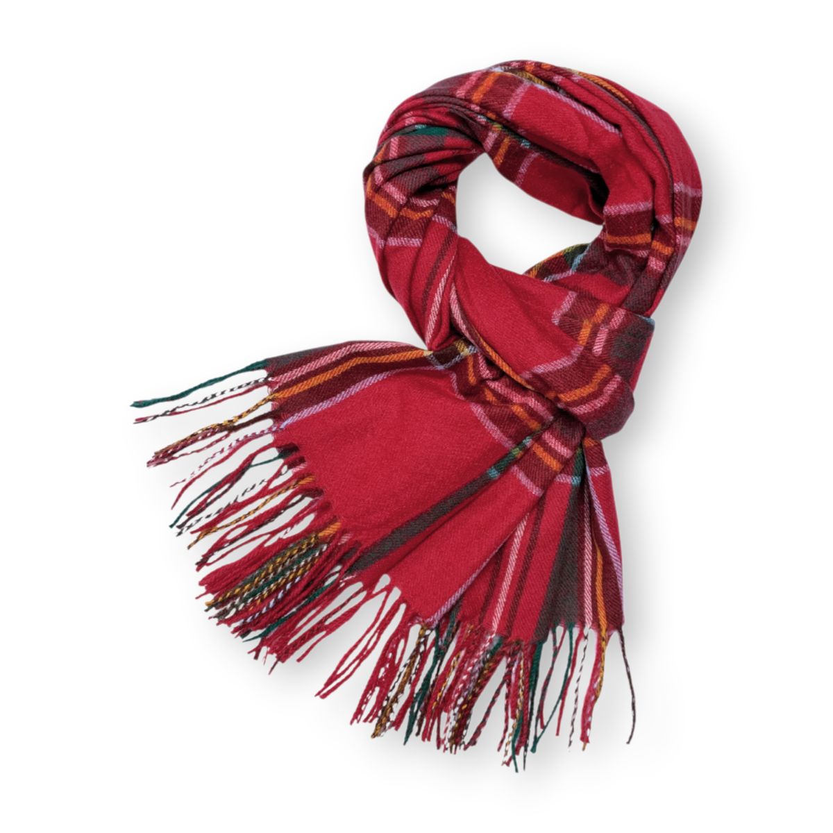 Tartan Plaid Wool Blend  Scarf - Red