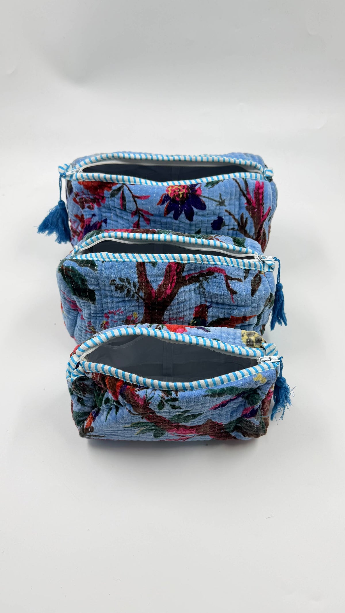 100% Cotton Quilted Washbag Velvet - - 3 sizes available