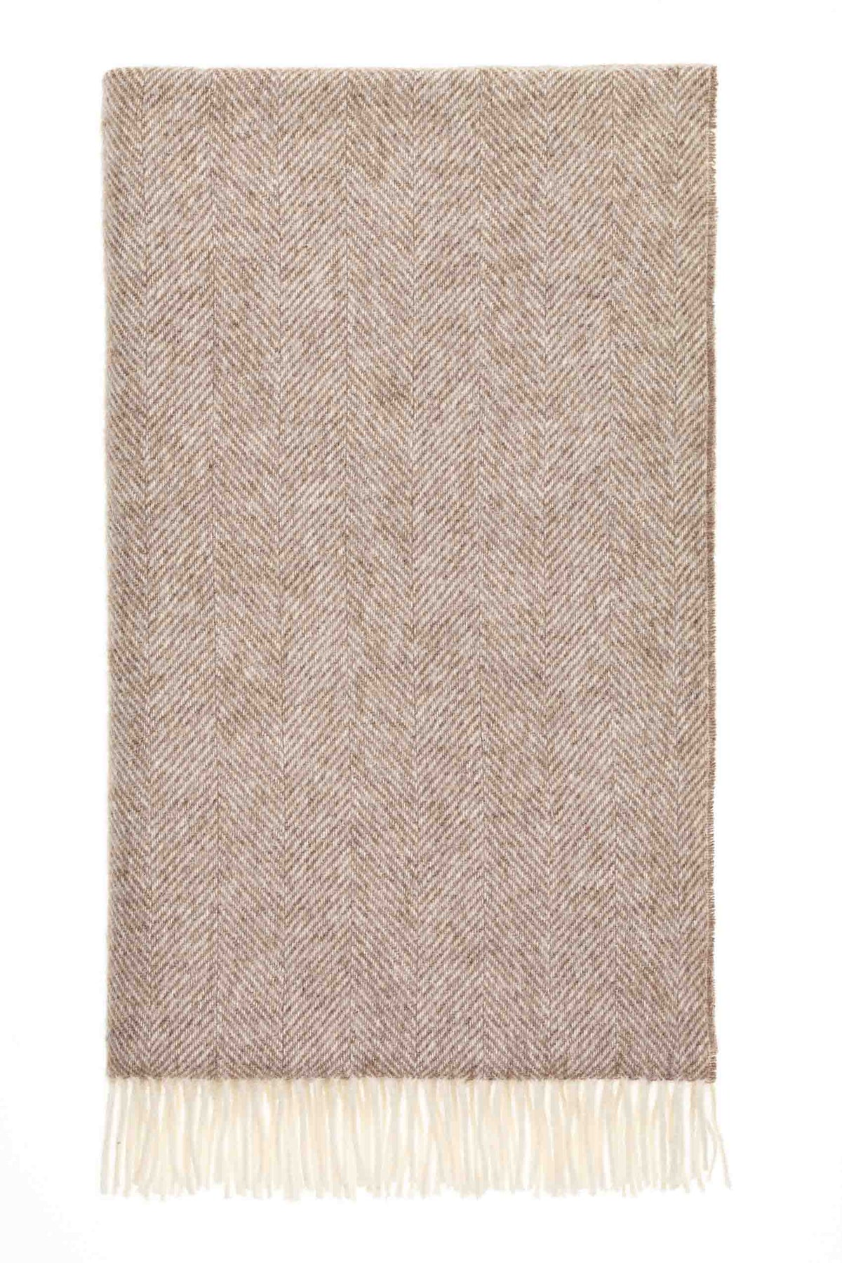 Herringbone British Wool Throw - Brown