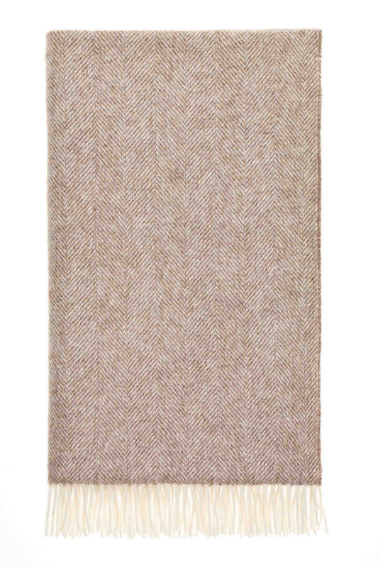 Herringbone British Wool Throw - Brown