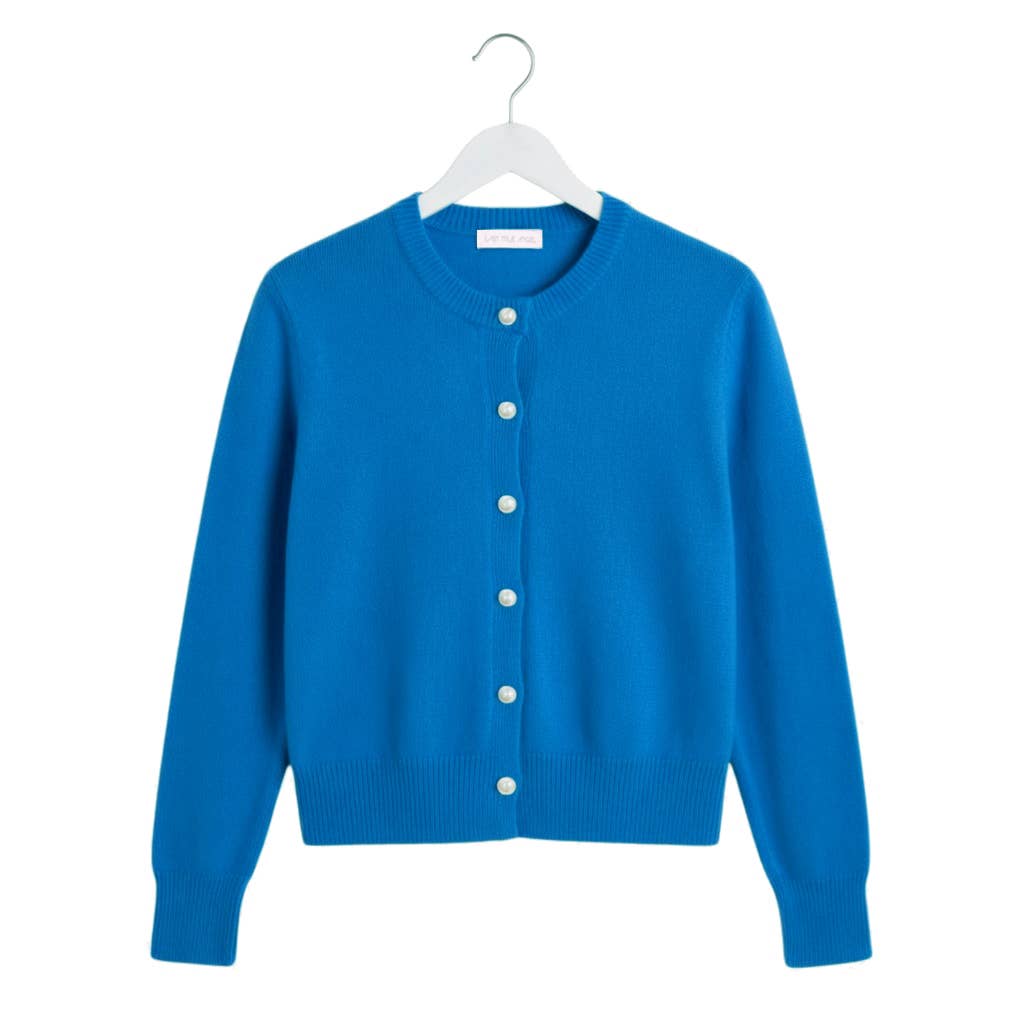 Pearl Button Cardigan in French Blue