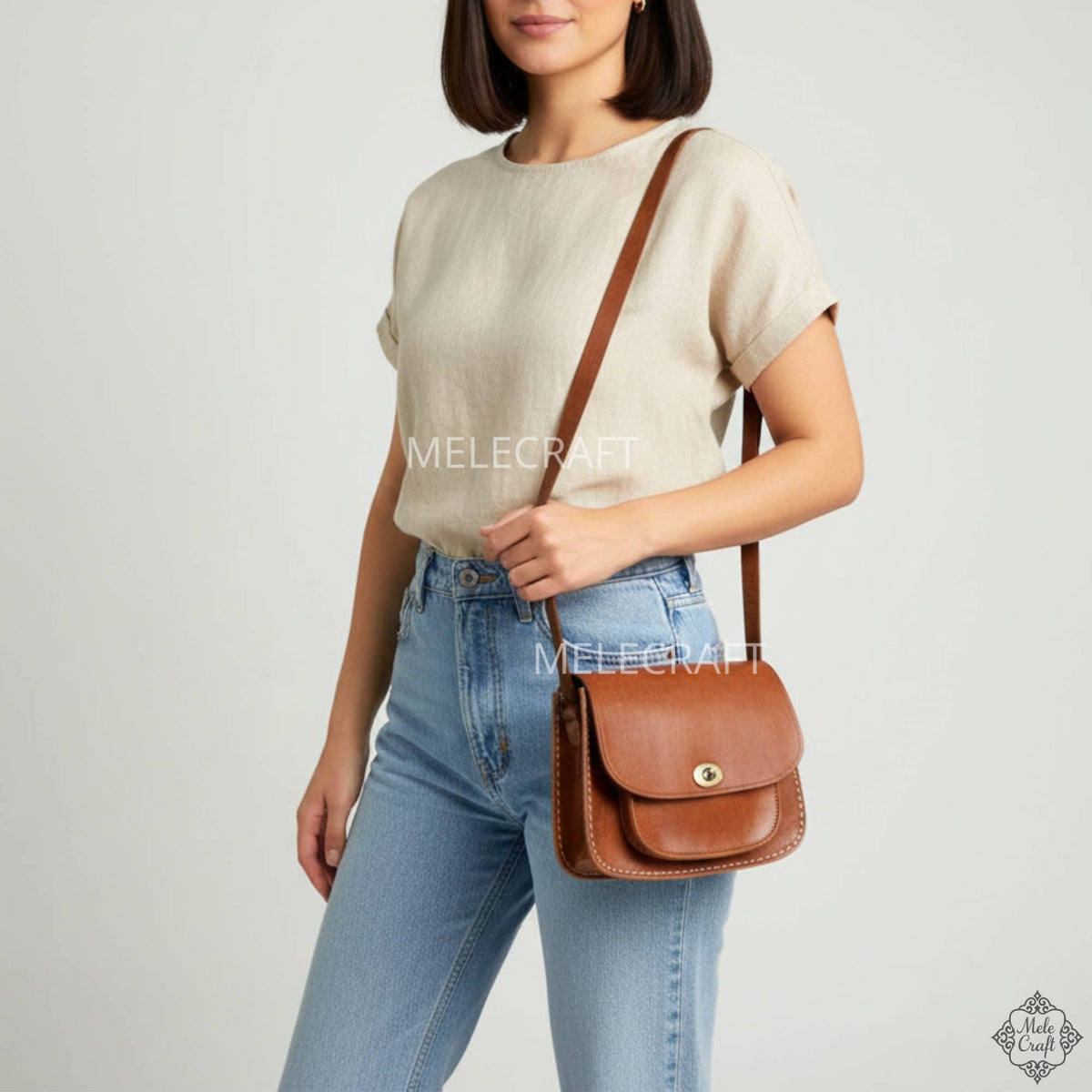Leather Cross Body Bag – Crossbody Purse for Women: Brown