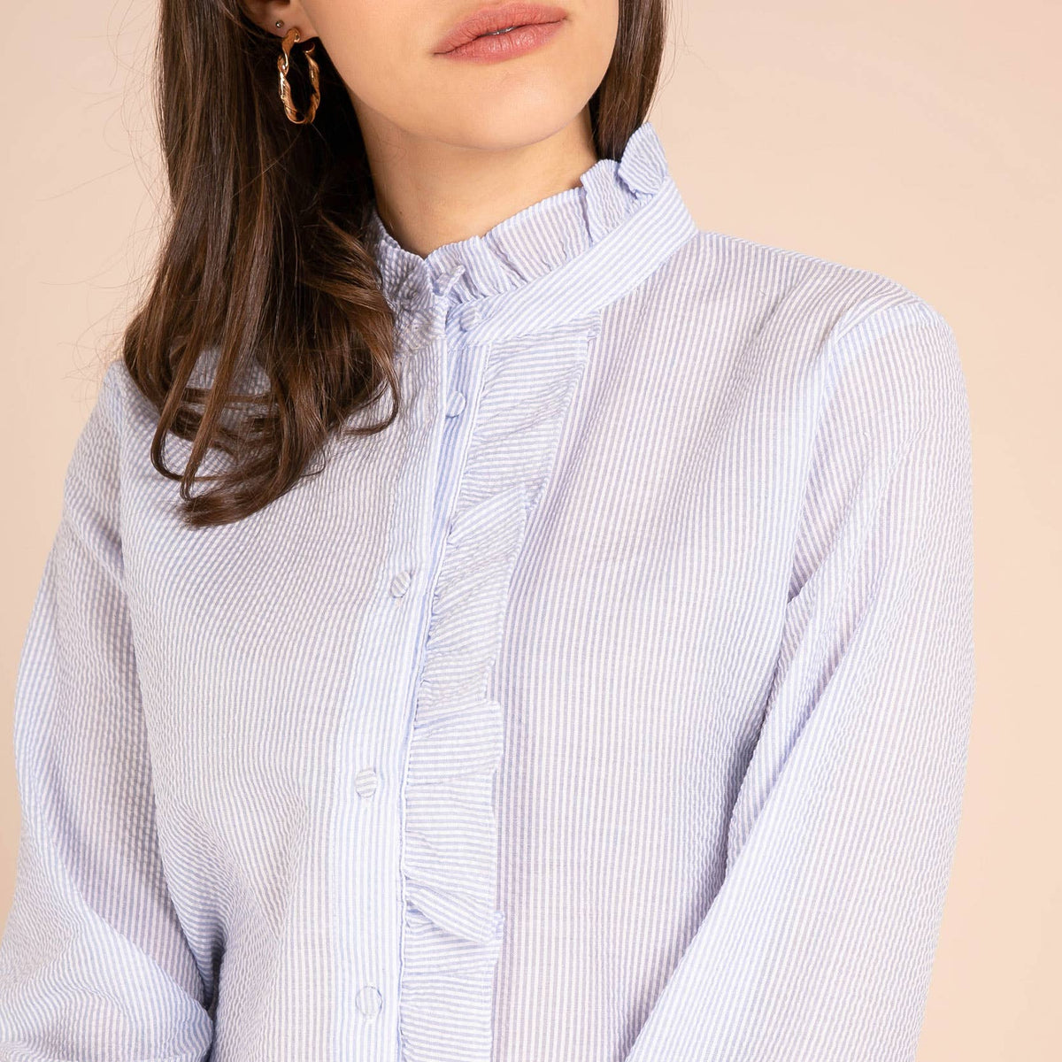 Elsie Striped Waffle Shirt - Blue