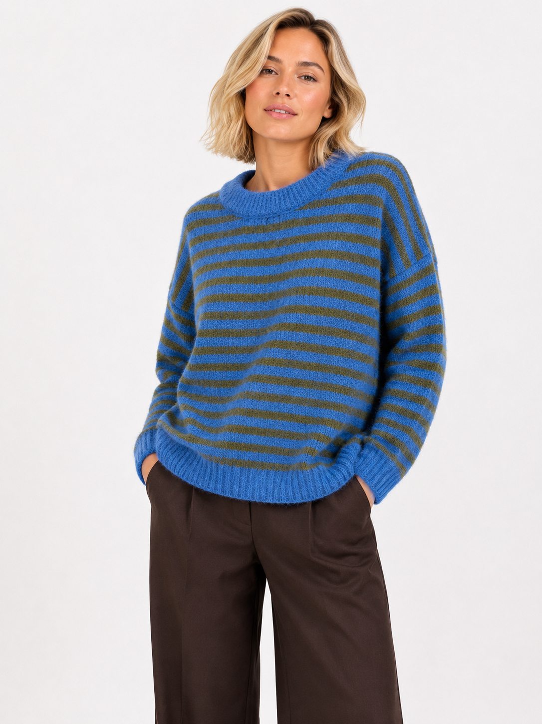 Striped Knit Jumper – Blue Stripe / One Size