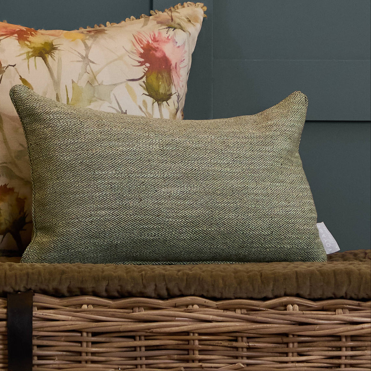 Textured Woven Rectangular Cushion - Sage