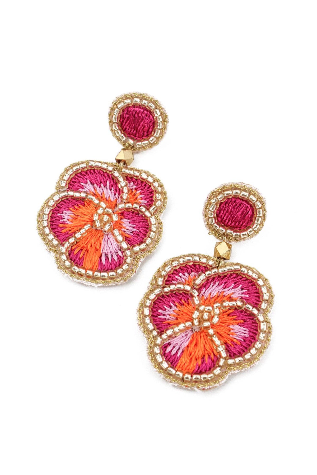 Pink Pansy Earrings by Miss Doris