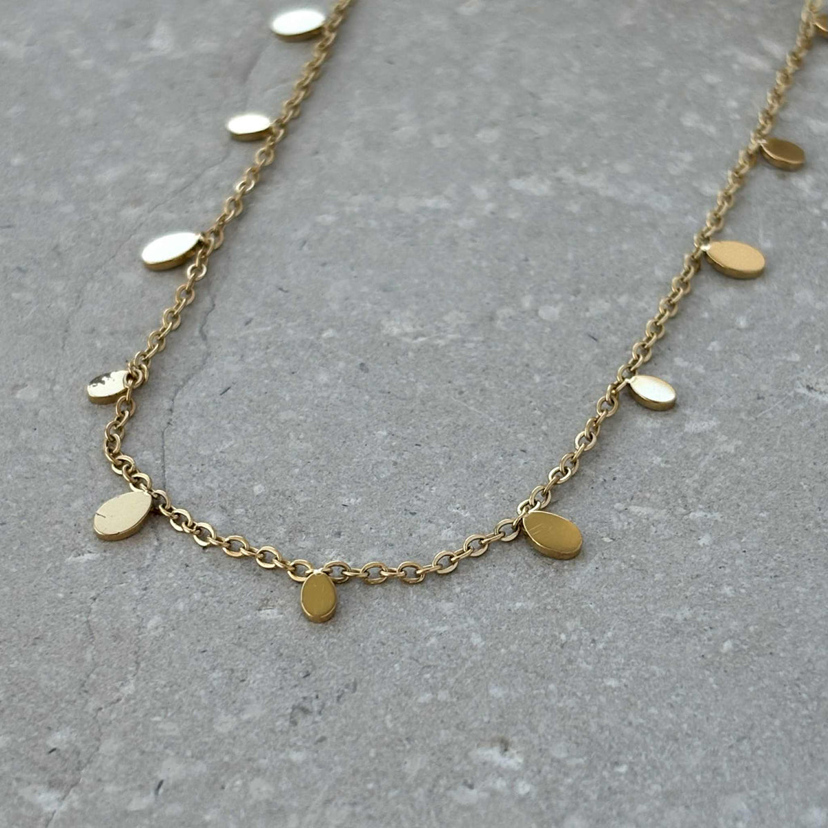 Tarnish Resistant Teardrop Necklace: Gold