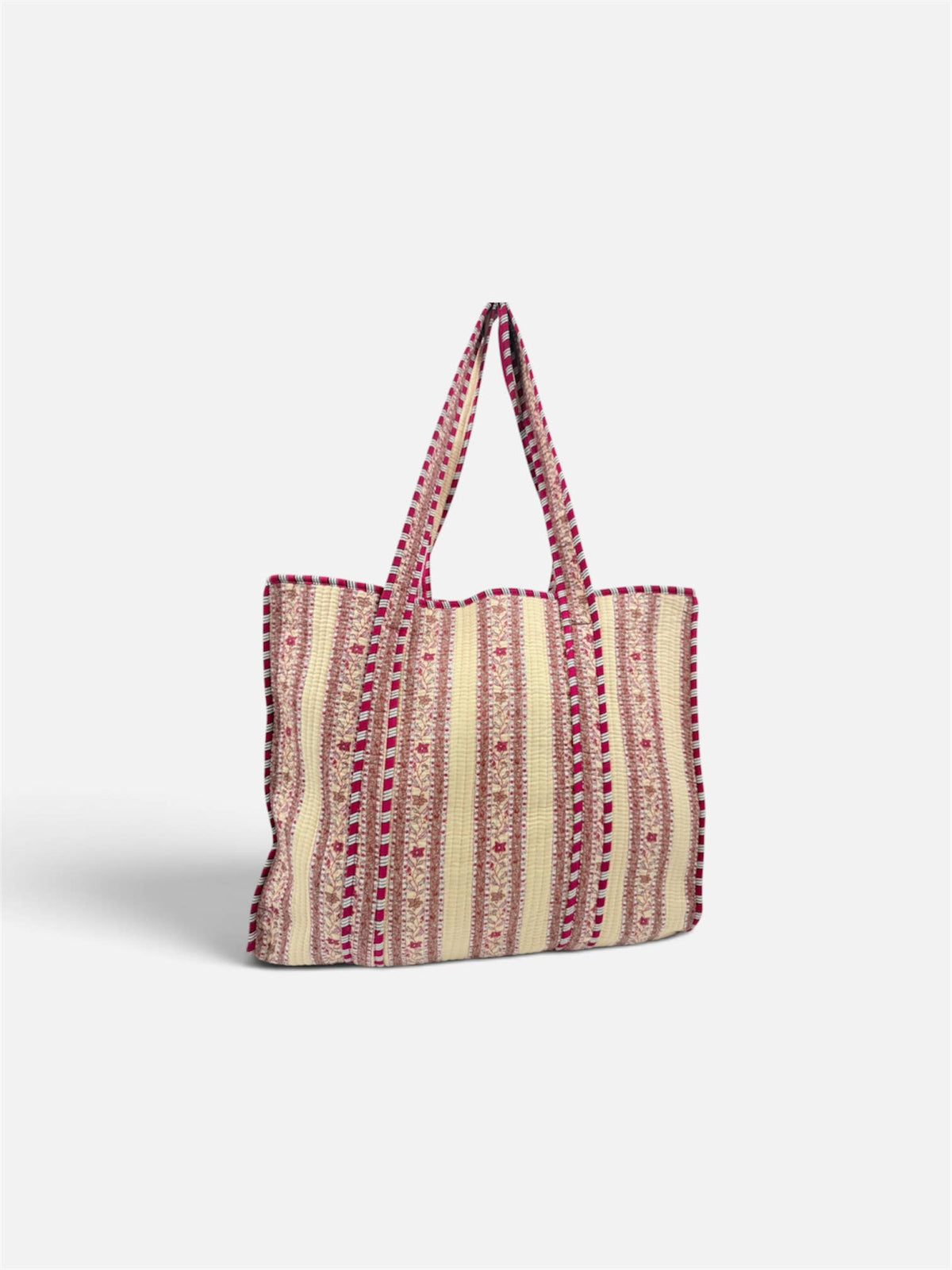 Cotton Kantha Quilted Boho Floral Reversible Tote Bag - Large