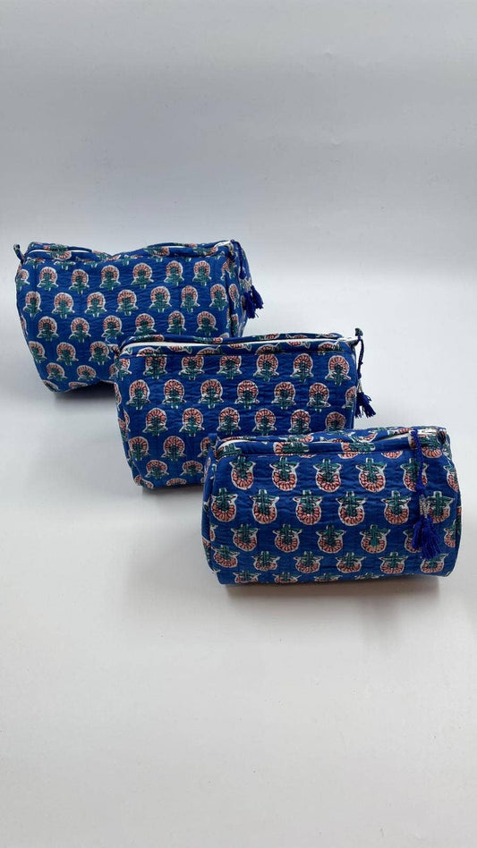 100% Cotton Quilted Washbag - 3 sizes available