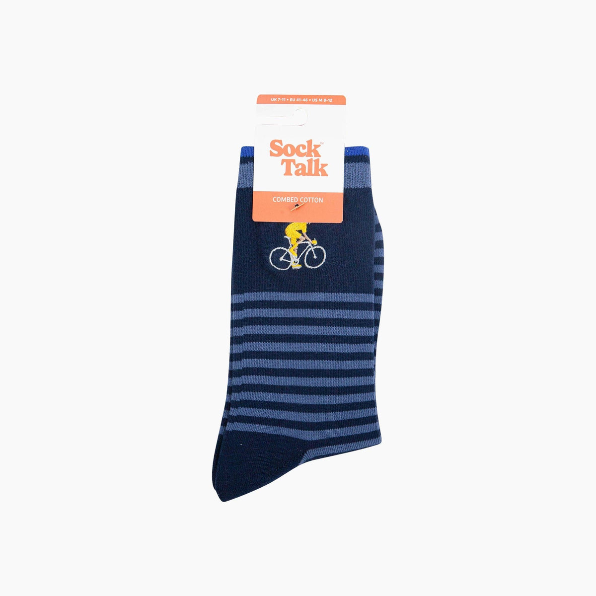 Embroidered Cyclist Striped Combed Cotton Socks