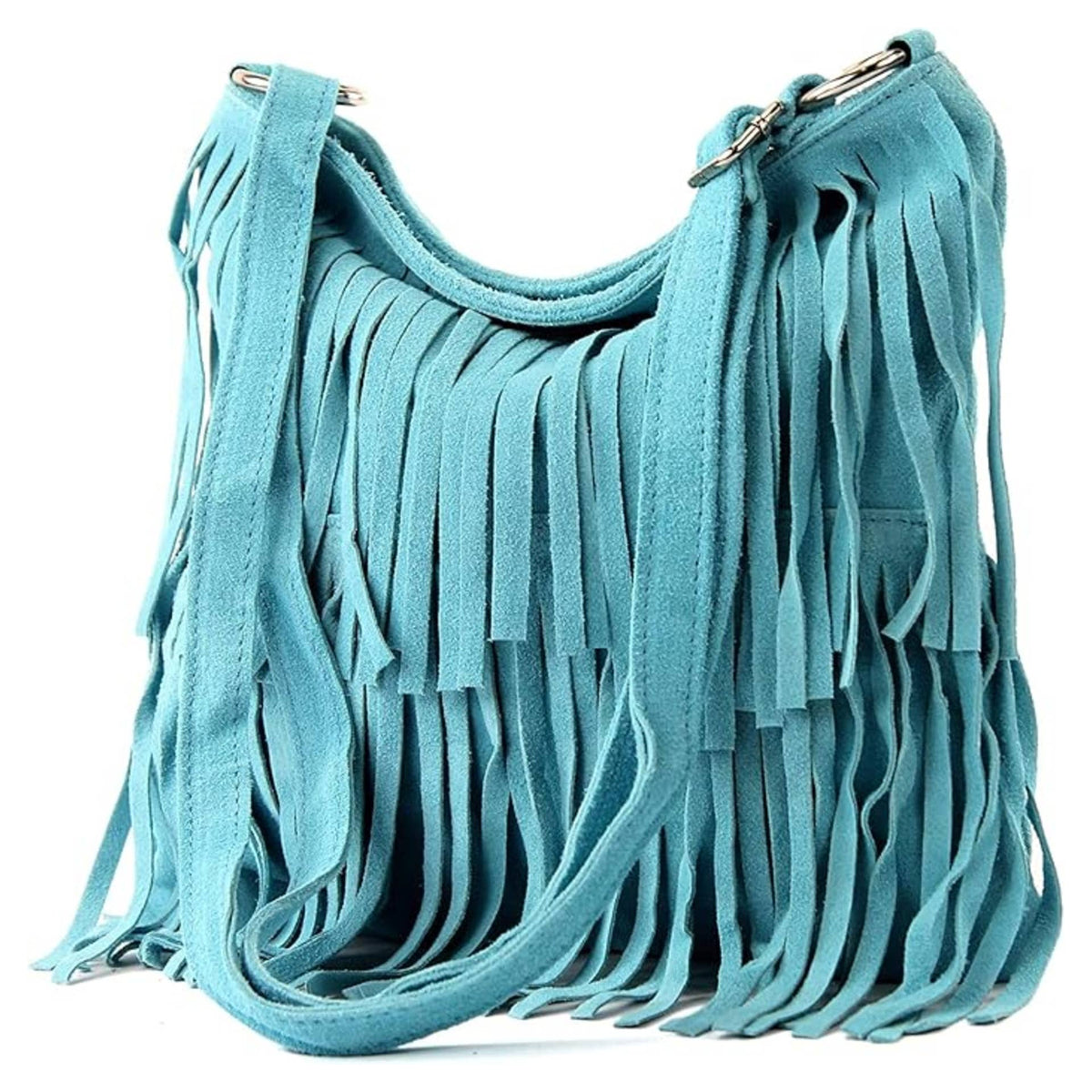 Italian Leather Tassle Crossbody Bag - Khaki