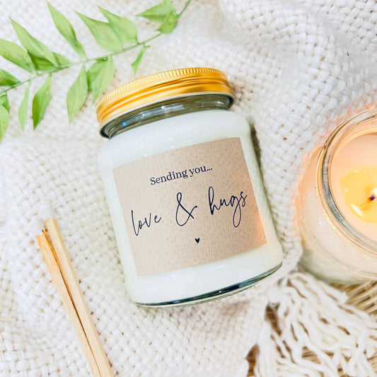 Sending Love & Hugs Handmade Soy Scented Candle : Coconut Milk and Sea Salt