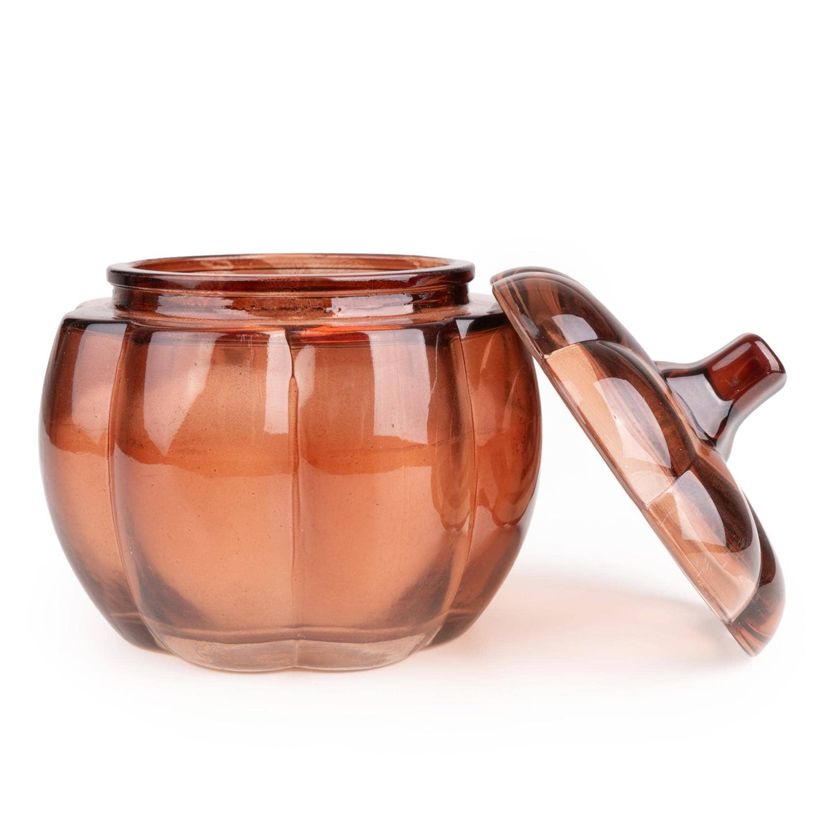 Small Amber Glass Pumpkin Candle