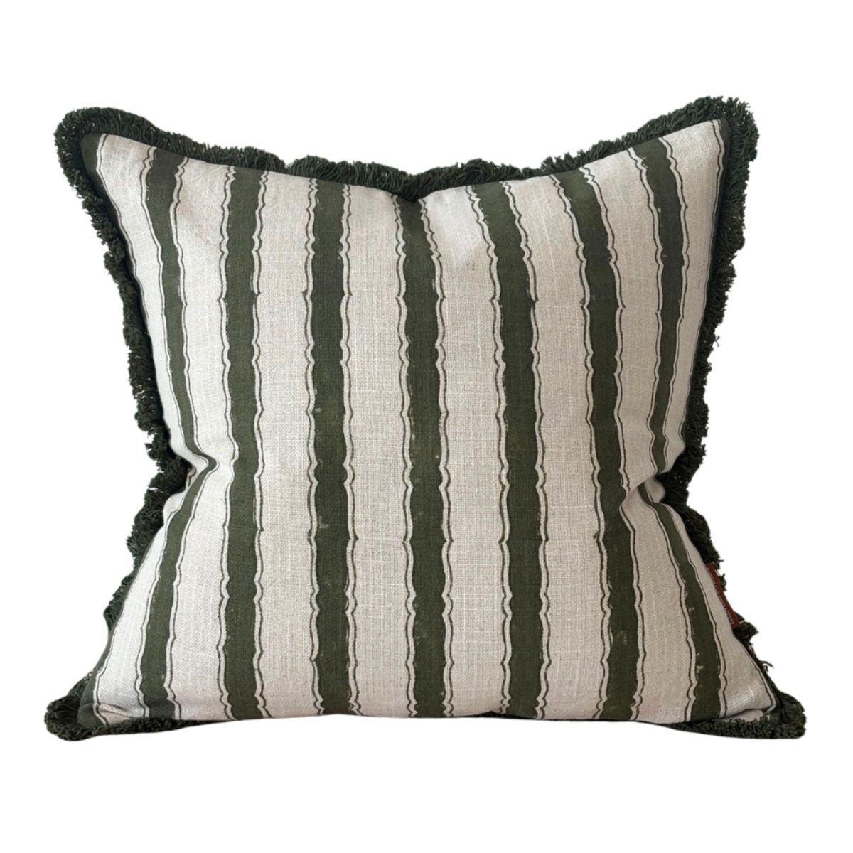 Vintage Style Olive Stripe Cushion