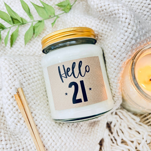 21 Birthday Age Candle - Linen and Driftwood