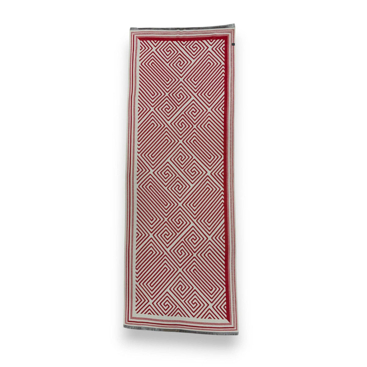 Geometric Print Cashmere Blend Scarf - Red