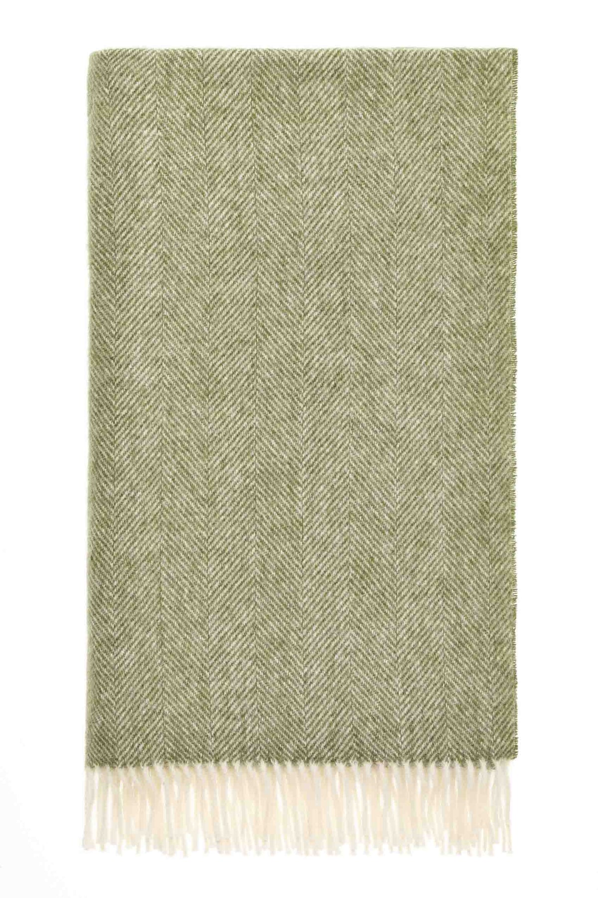 Herringbone British Wool Throw: Green