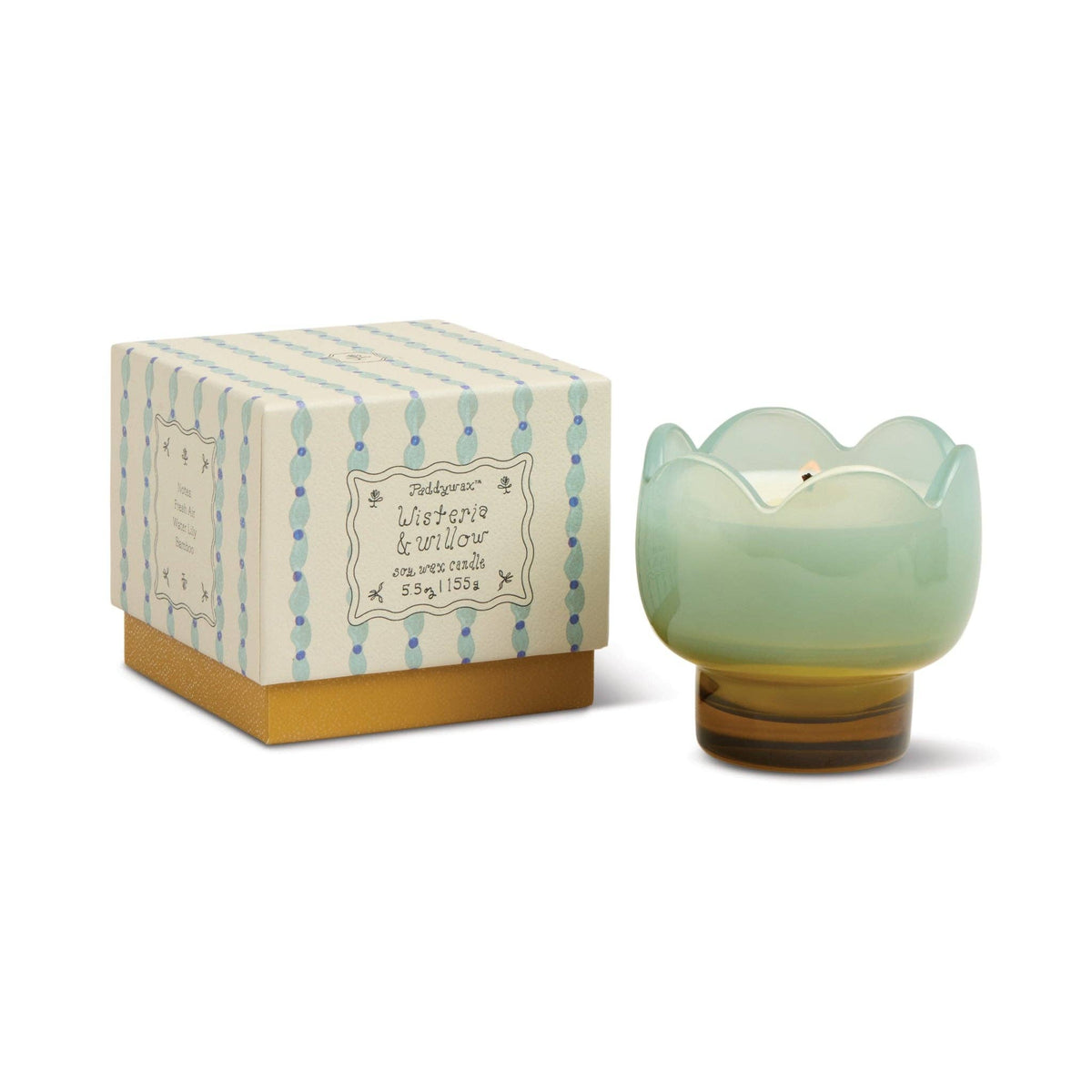 Tulip Blue & Ochre Glass Candle - Wisteria & Willow