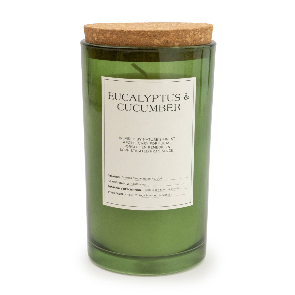 Large Glass Jar with Cork Lid Eucalyptus & Cucumber