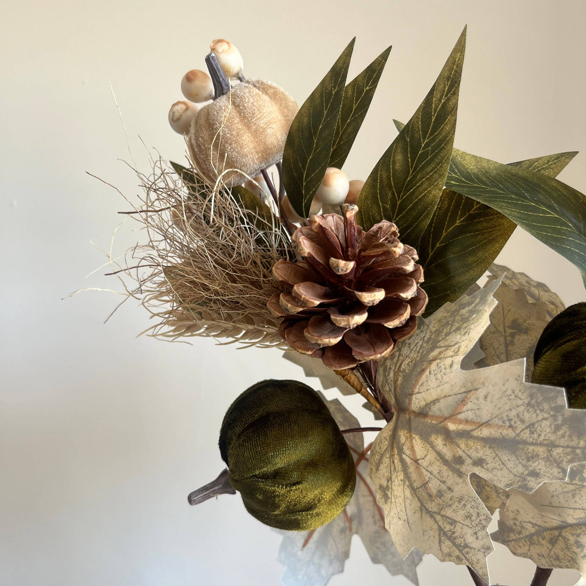Autumn Forest Pumpkin Taupe - Moss Green Medium Stem