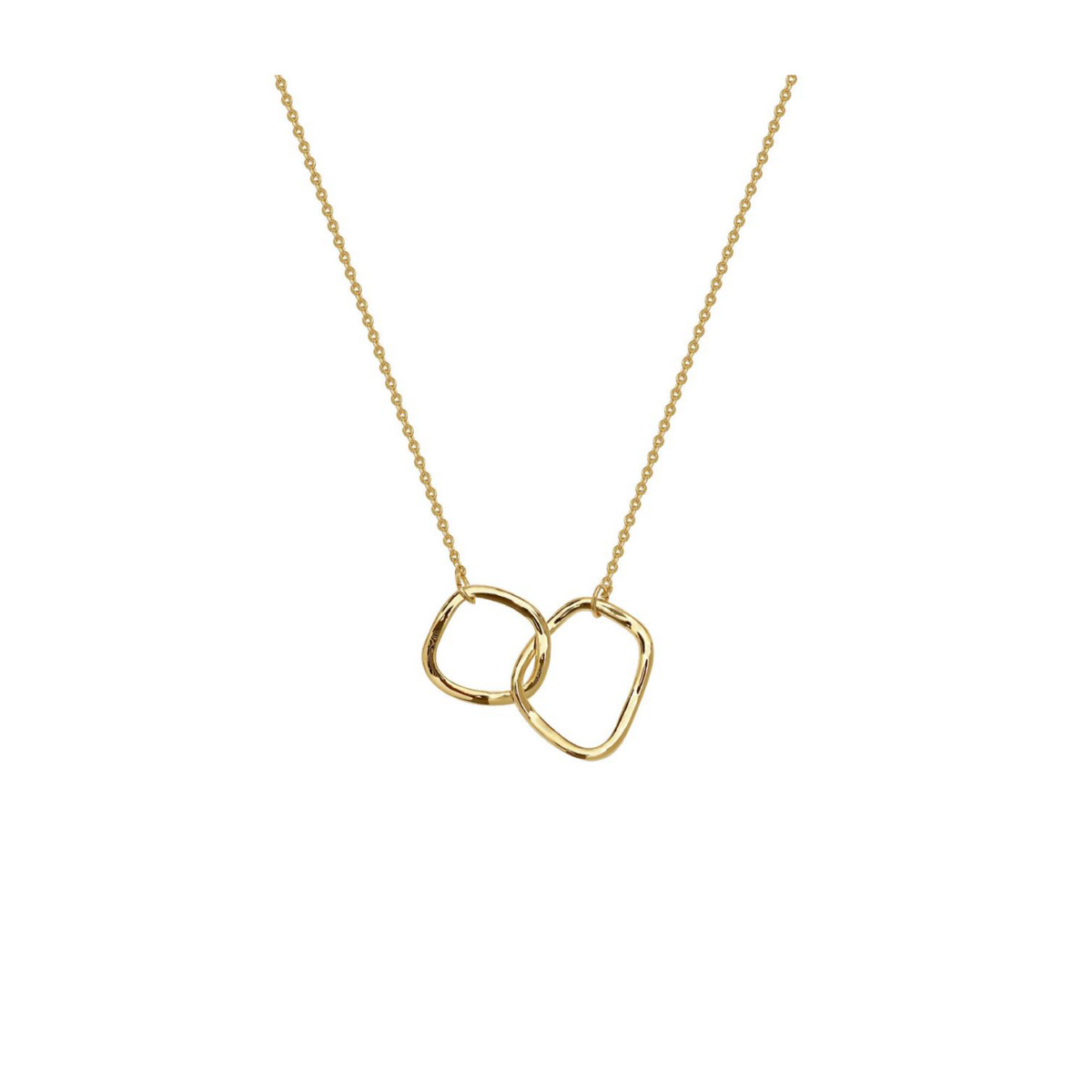 Linked Twin Hoop Necklace in Gold