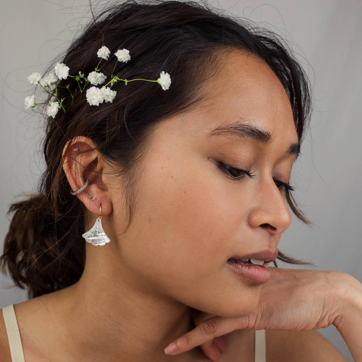 Pearl Art Deco Fan Earrings