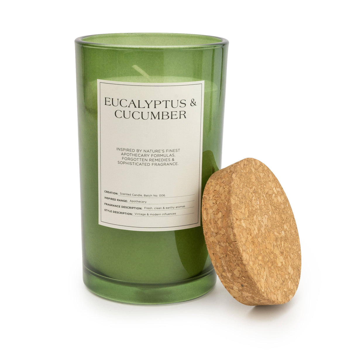 Large Glass Jar with Cork Lid Eucalyptus & Cucumber