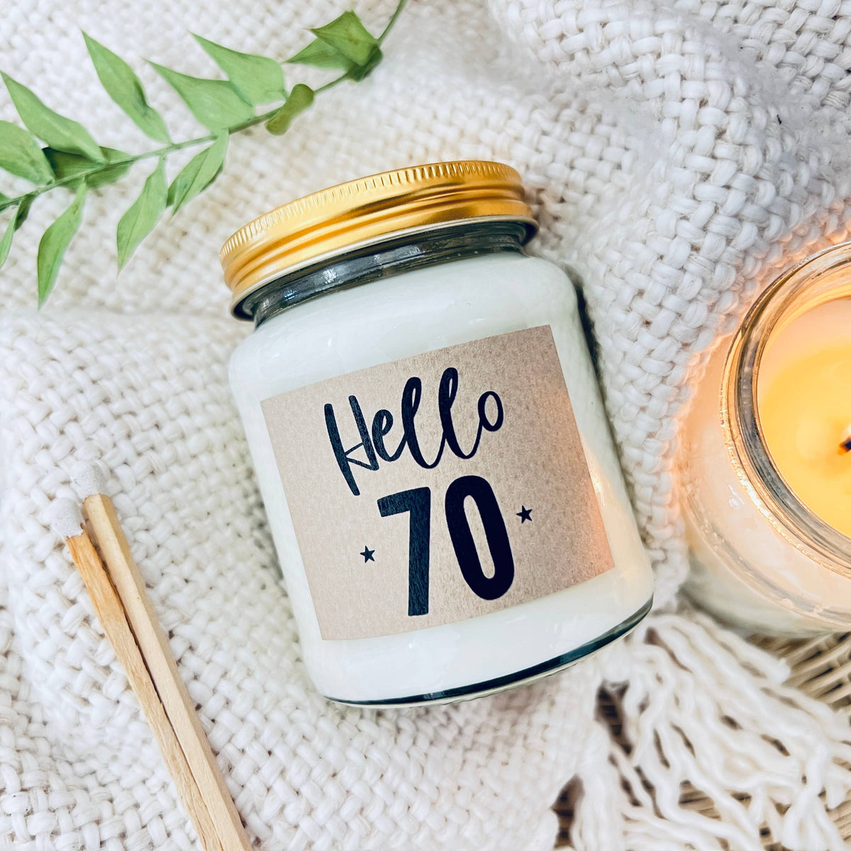 70 Birthday Age Candle - Linen and Driftwood