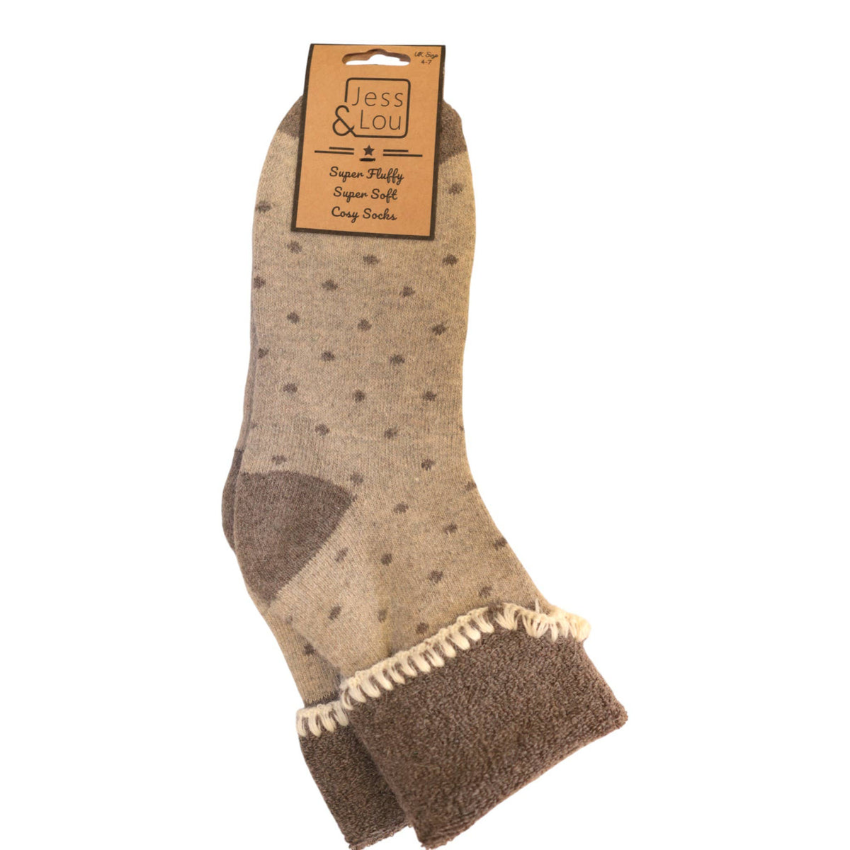 Cappuccino Dot Cuff Cosy Socks