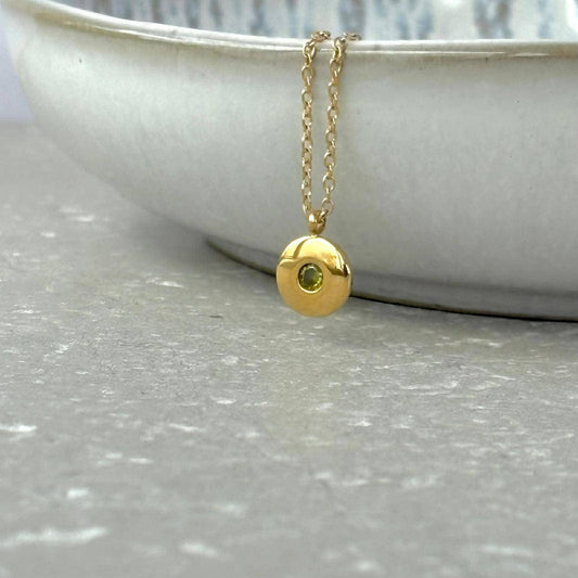 Tarnish Resistant Zirconia Pebble Necklace: Green