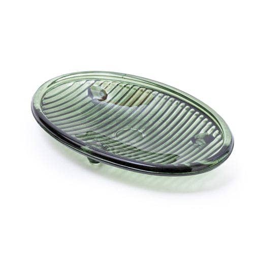 Green ribbed soap dish glass design
