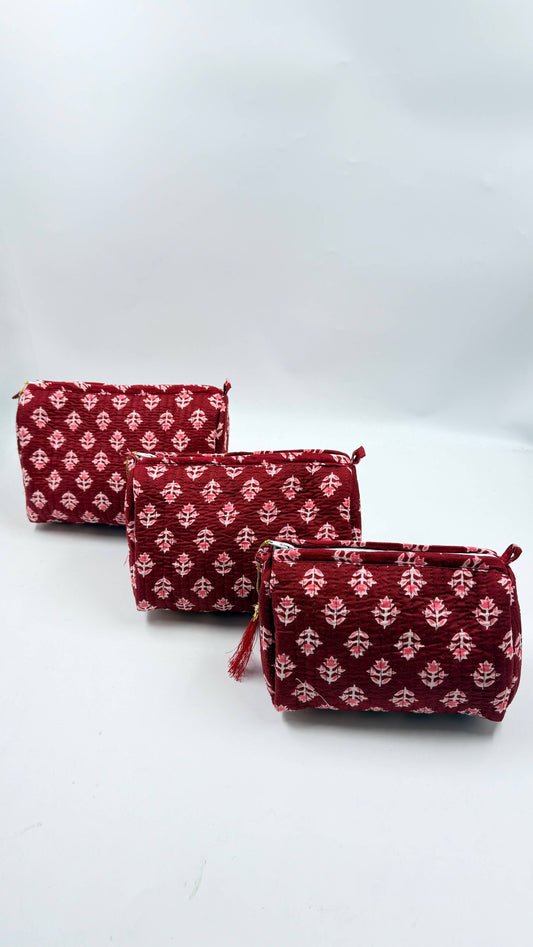 100% Cotton Quilted Washbag - 3 sizes available
