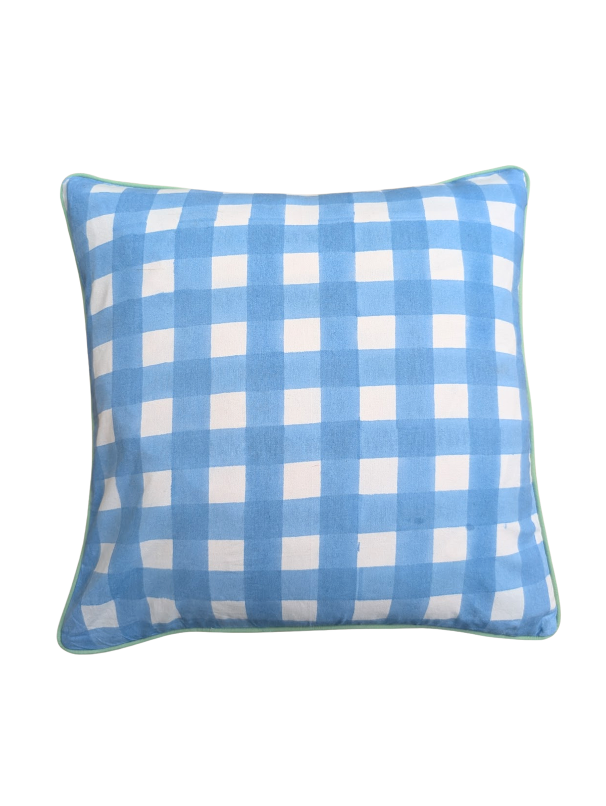 Gingham Blue Piped Cushion