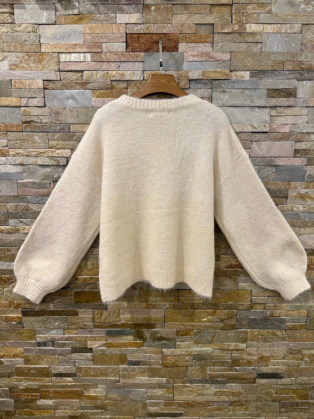 Embroidered Flower Jumper – Cream