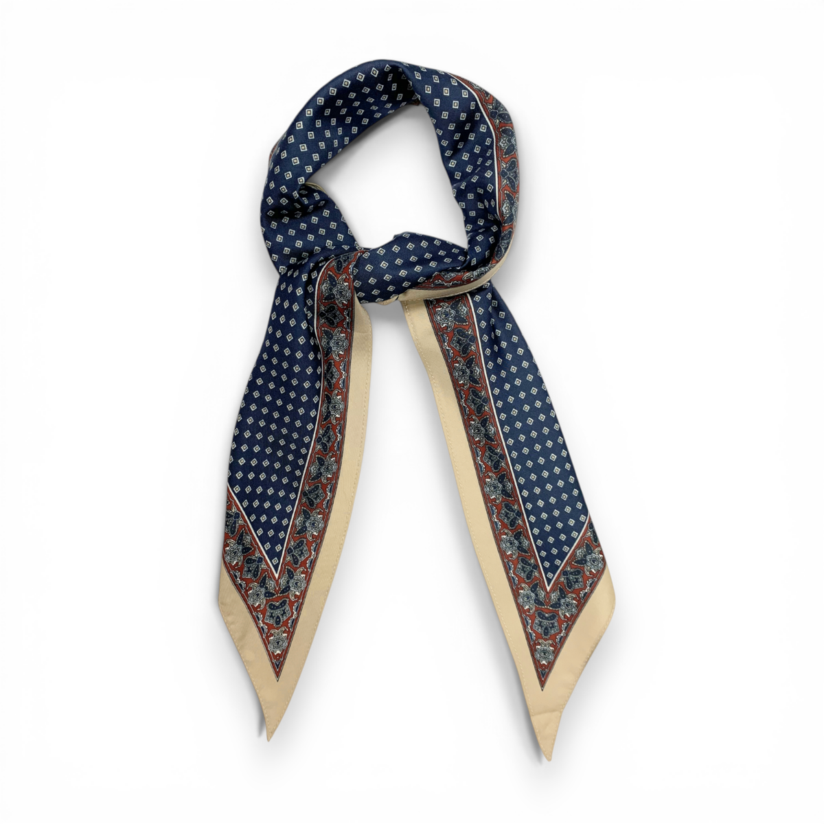 Triangle Silky Dotted Scarf - Navy