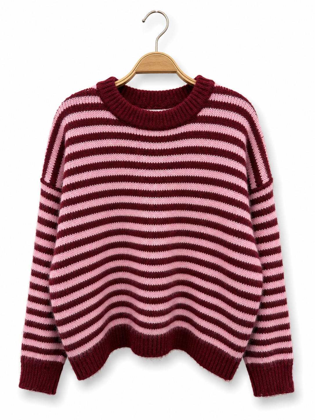 Striped knit jumper – Bordeaux stripe / One size