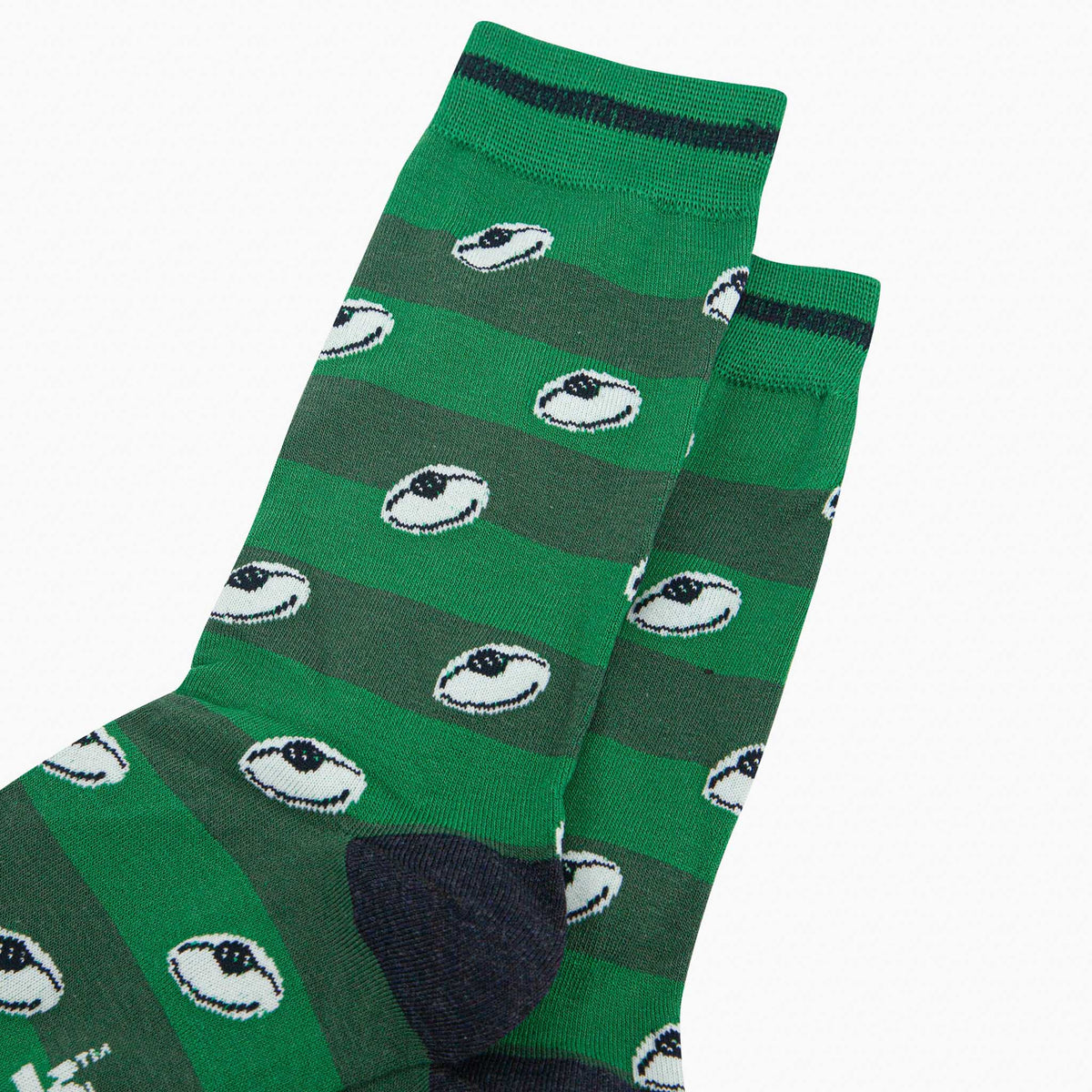 Rugby Ball Stripe Mens Bamboo Socks in Green