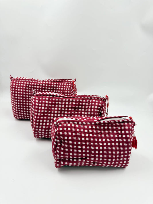 100% Cotton Quilted Washbag - 3 sizes available